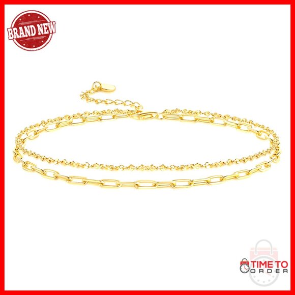 Double Layer Anklet Delicate Chain Paperclip Link Minimal Elegant Y2K Chic